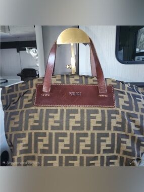 Fendi Tan and Brown Monogram Duffel Bag